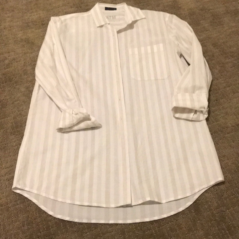 ATM light pink and white button down